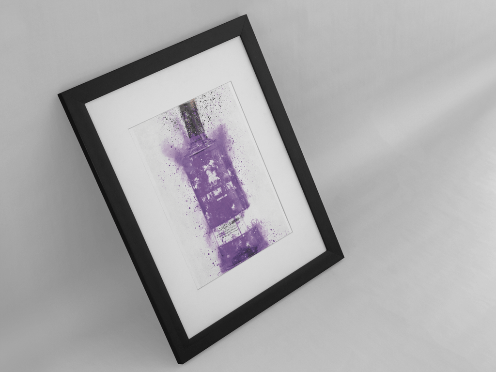 Gin Bottle Wall Art Print 'Parma Violet Purple' Splatter Art freeshipping - Woolly Mammoth Media