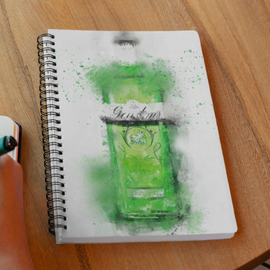Green Gin Bottle Notebook -  Woolly Mammoth Media