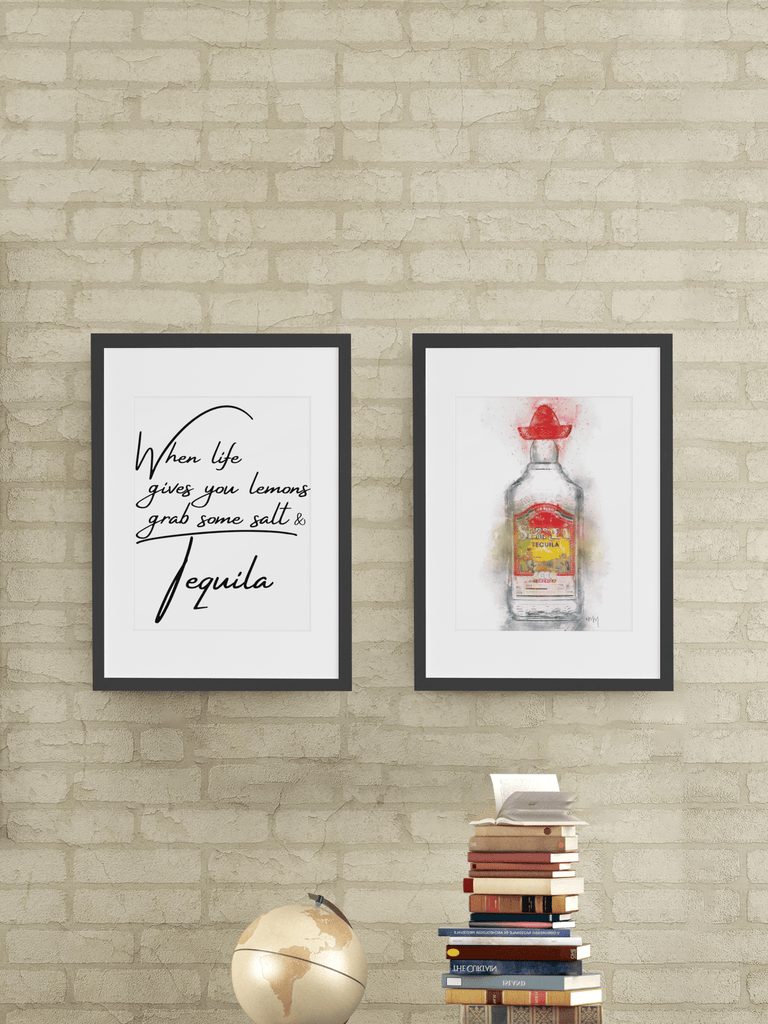 Life Gives you Lemons Grab Some Salt & Tequila Wall Art Set of 2 Prints freeshipping - Woolly Mammoth Media
