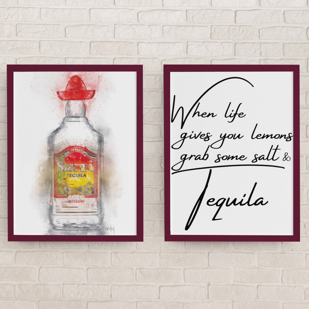Life Gives you Lemons Grab Some Salt & Tequila Wall Art Set of 2 Prints freeshipping - Woolly Mammoth Media