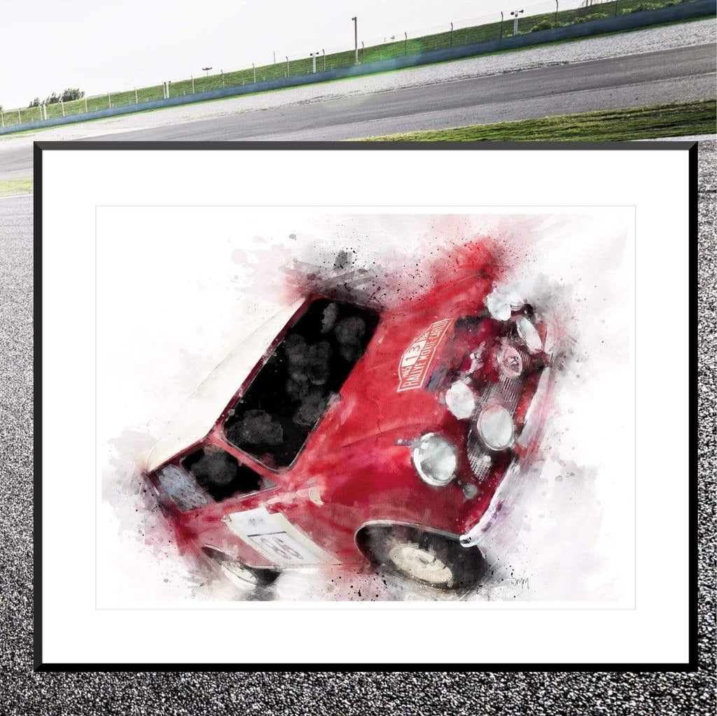 Mini Cooper Monte Carlo Rally classic car Wall Art Print freeshipping - Woolly Mammoth Media