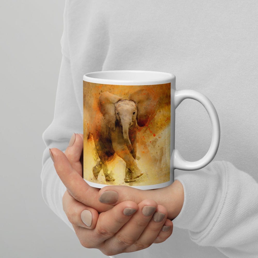 Elephant Art Stompy Mug freeshipping - Woolly Mammoth Media