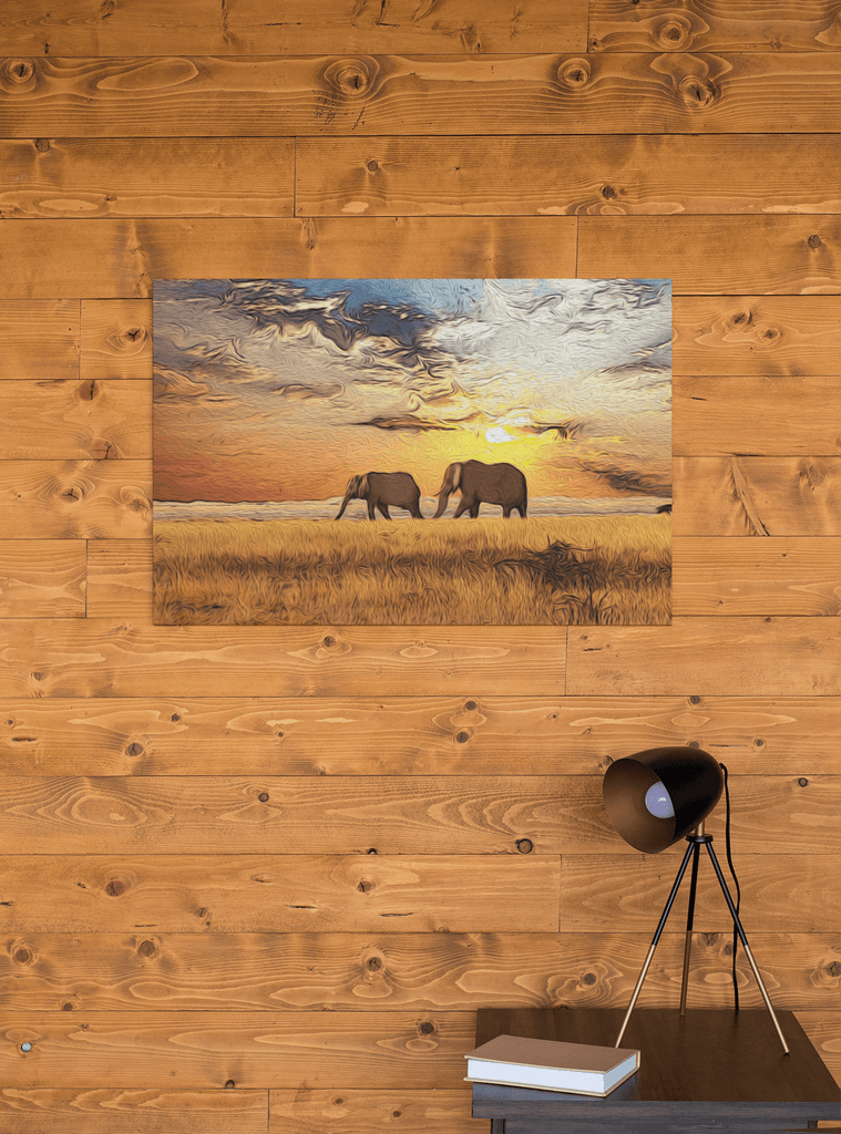 Woolly Mammoth Media Painting Canvas Elephants walking the African Plains Canvas Print