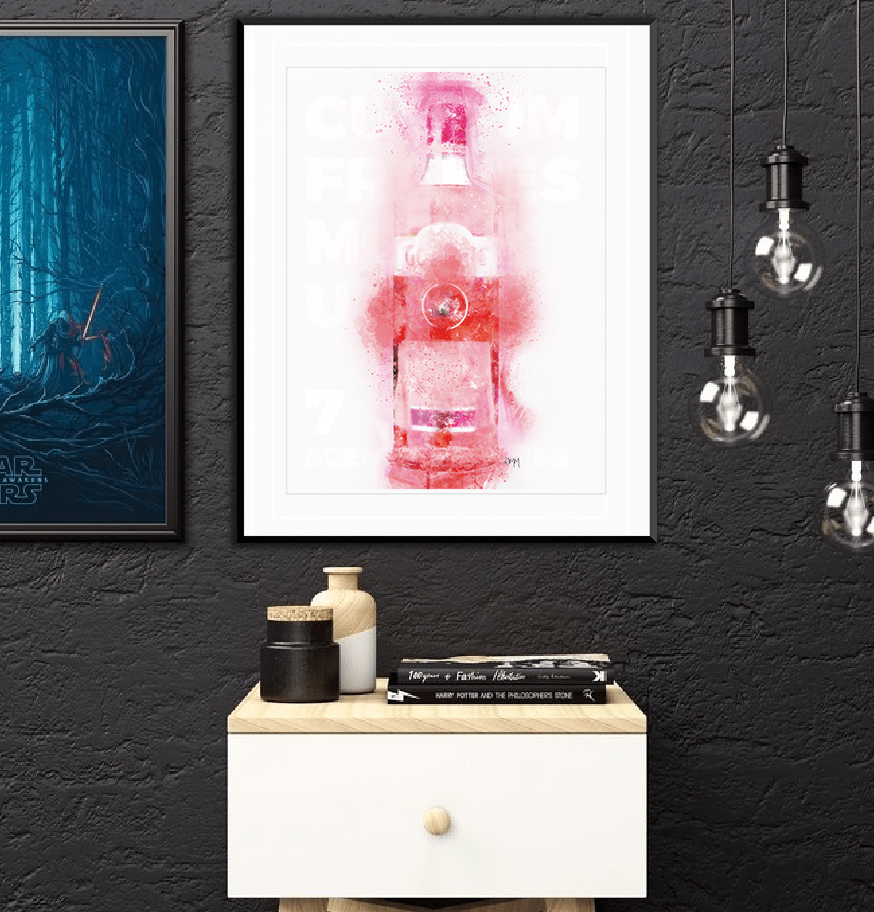 Pink Gin Bottle Wall Art Print freeshipping - Woolly Mammoth Media