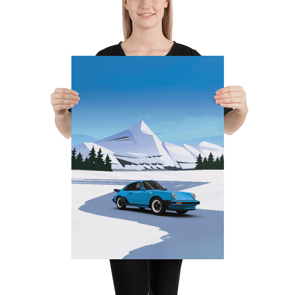 Woolly Mammoth Media Porsche 911 Mountain Illustration Wall Art