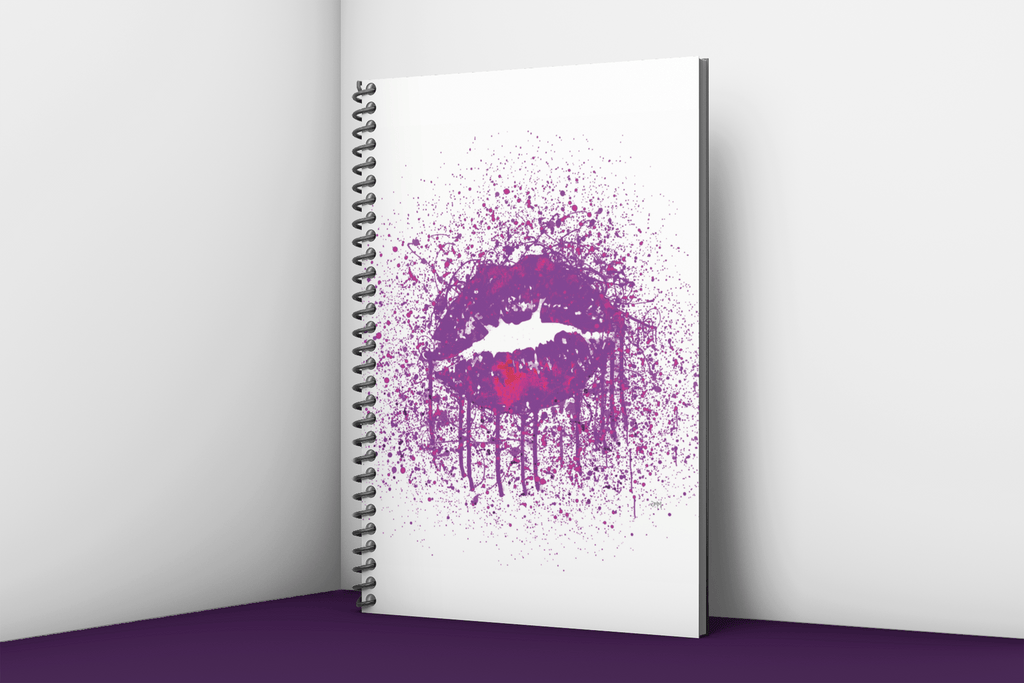 Purple Lips Splatter Art Notebook freeshipping - Woolly Mammoth Media