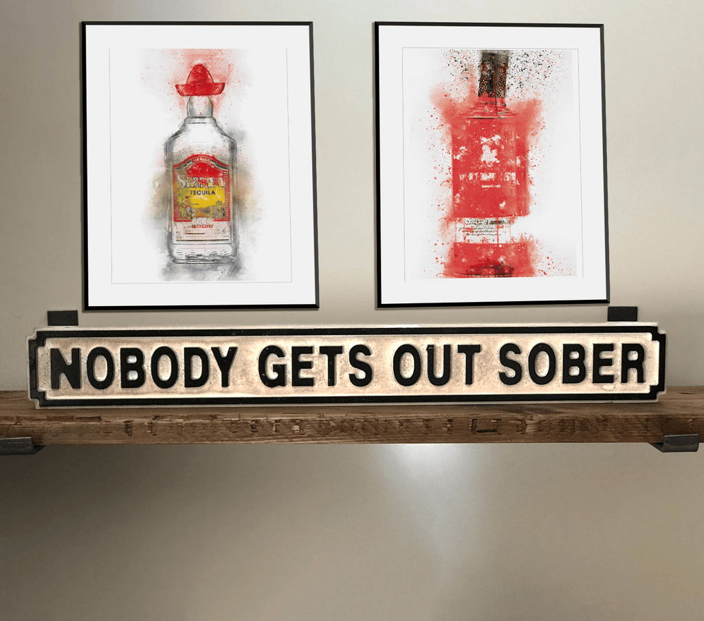 Red Raspberry Gin Bottle Wall Art Print freeshipping - Woolly Mammoth Media