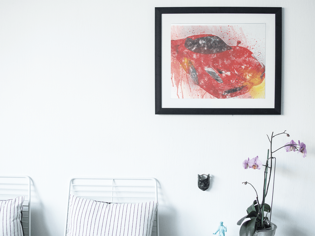 Red F Supercar wall art Print freeshipping - Woolly Mammoth Media