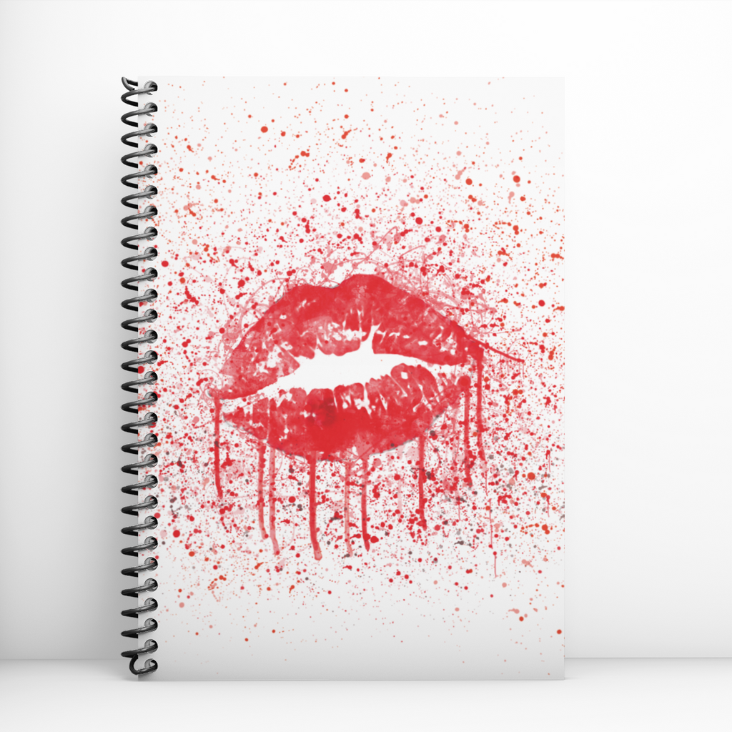 Red Lips Splatter Art Notebook freeshipping - Woolly Mammoth Media