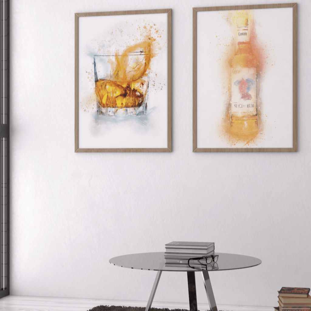Rum and Rum Glass set of 2 Art Prints freeshipping - Woolly Mammoth Media