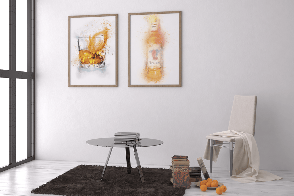 Rum and Rum Glass set of 2 Art Prints freeshipping - Woolly Mammoth Media