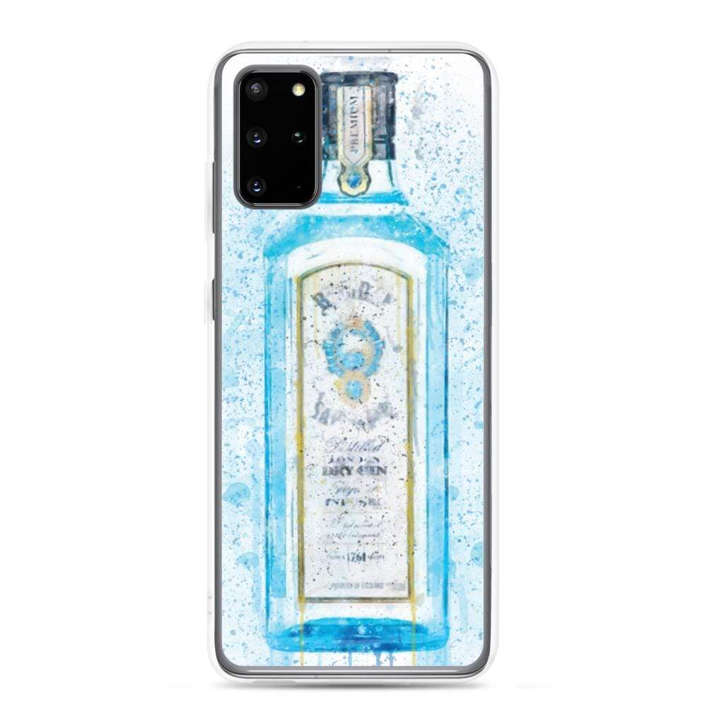 Gin Bottle Art Samsung Blue Splatter Art Case Cover - Woolly Mammoth Media