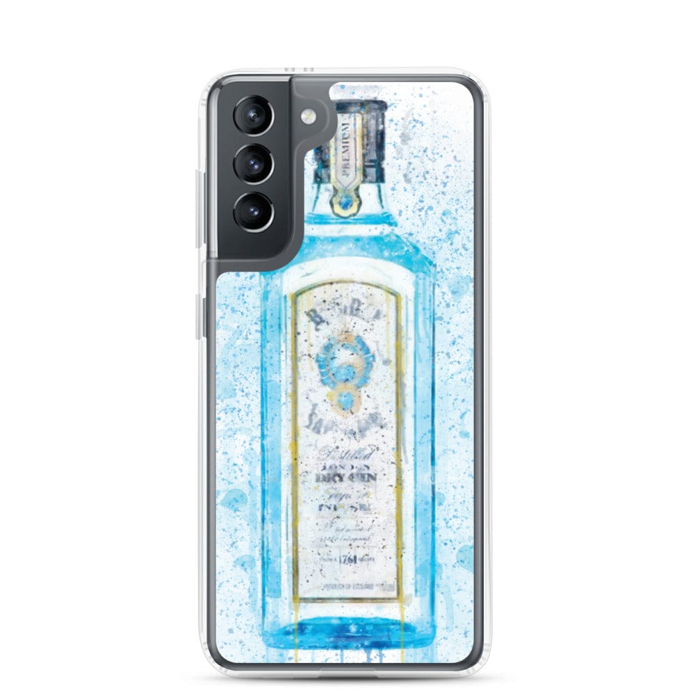 Woolly Mammoth Media Samsung Galaxy S21 Gin Bottle Art Samsung Blue Splatter Art Case Cover
