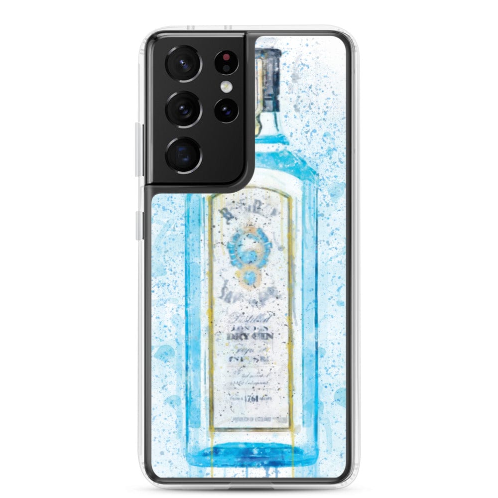 Woolly Mammoth Media Samsung Galaxy S21 Ultra Gin Bottle Art Samsung Blue Splatter Art Case Cover