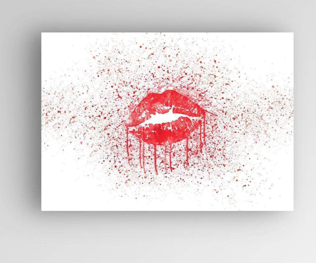 Sexy Red Lips Print Lipstick Splatter Wall Art freeshipping - Woolly Mammoth Media