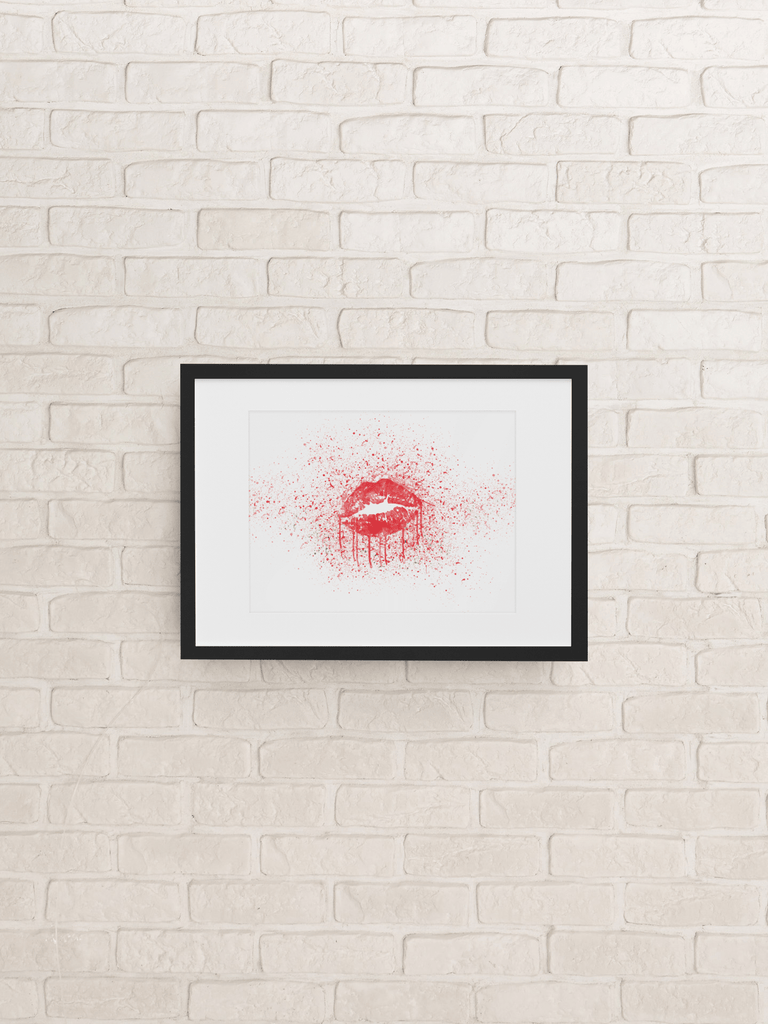 Sexy Red Lips Print Lipstick Splatter Wall Art freeshipping - Woolly Mammoth Media