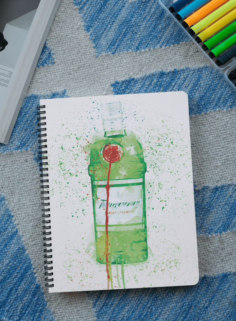 Tanq Green Gin Bottle Art Notebook freeshipping - Woolly Mammoth Media