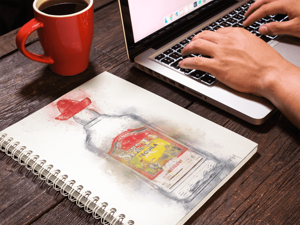 Tequila Bottle Art Notebook freeshipping - Woolly Mammoth Media