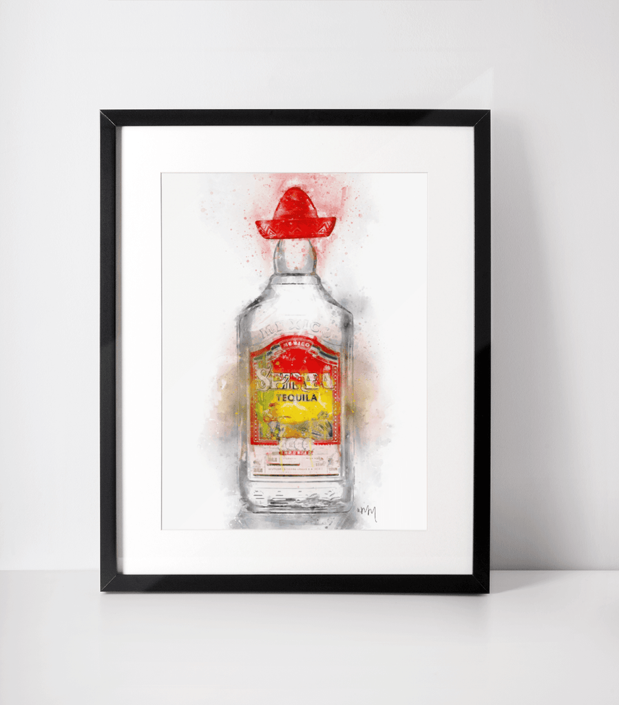 Tequila Bottle Wall Art Print freeshipping - Woolly Mammoth Media