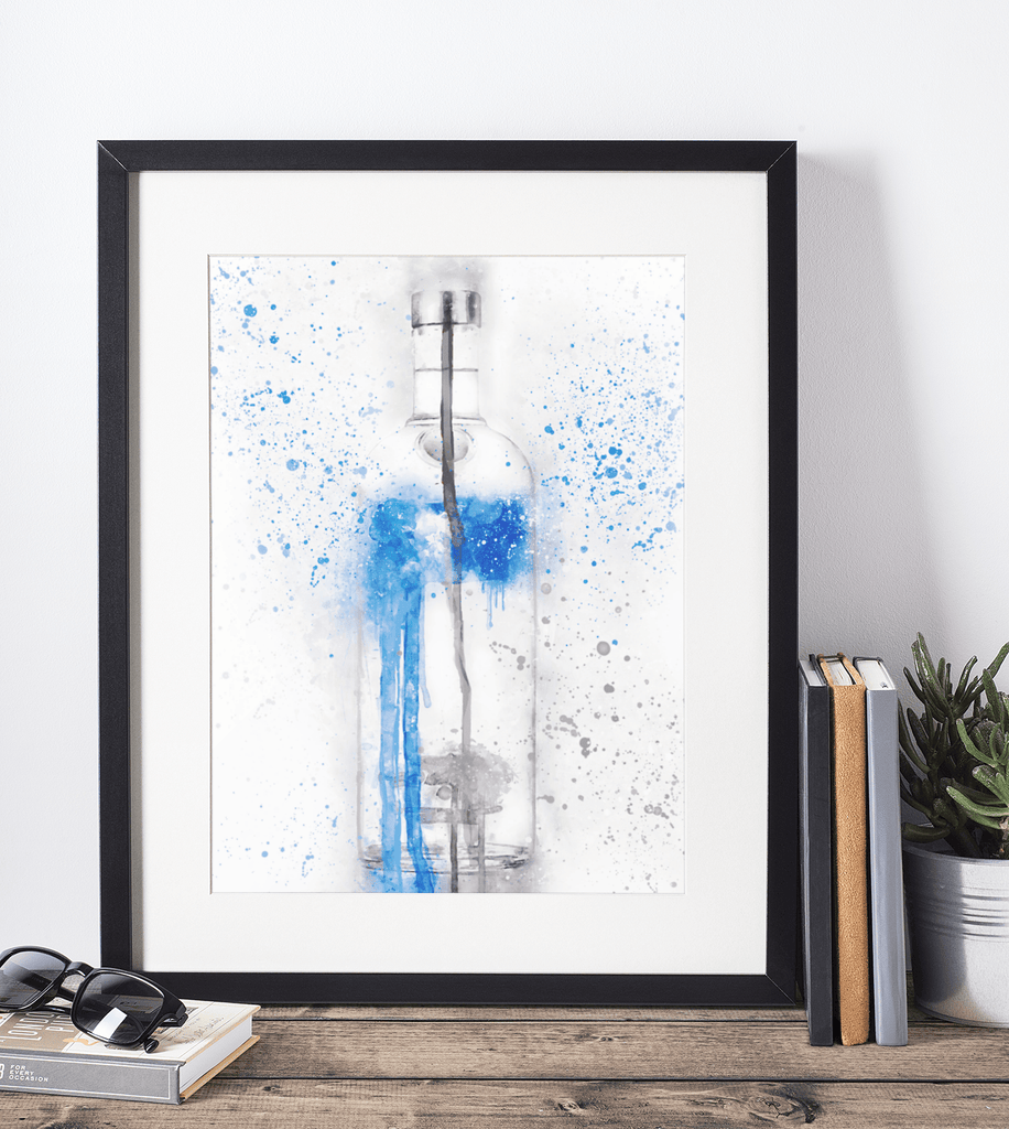Vodka Blue Bottle Wall Art Print freeshipping - Woolly Mammoth Media