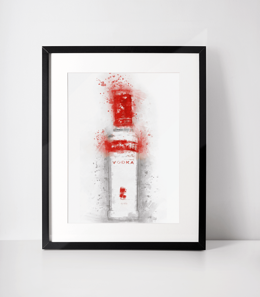Vodka Bottle Splatter Wall Art Print | Alcohol Liquor freeshipping - Woolly Mammoth Media