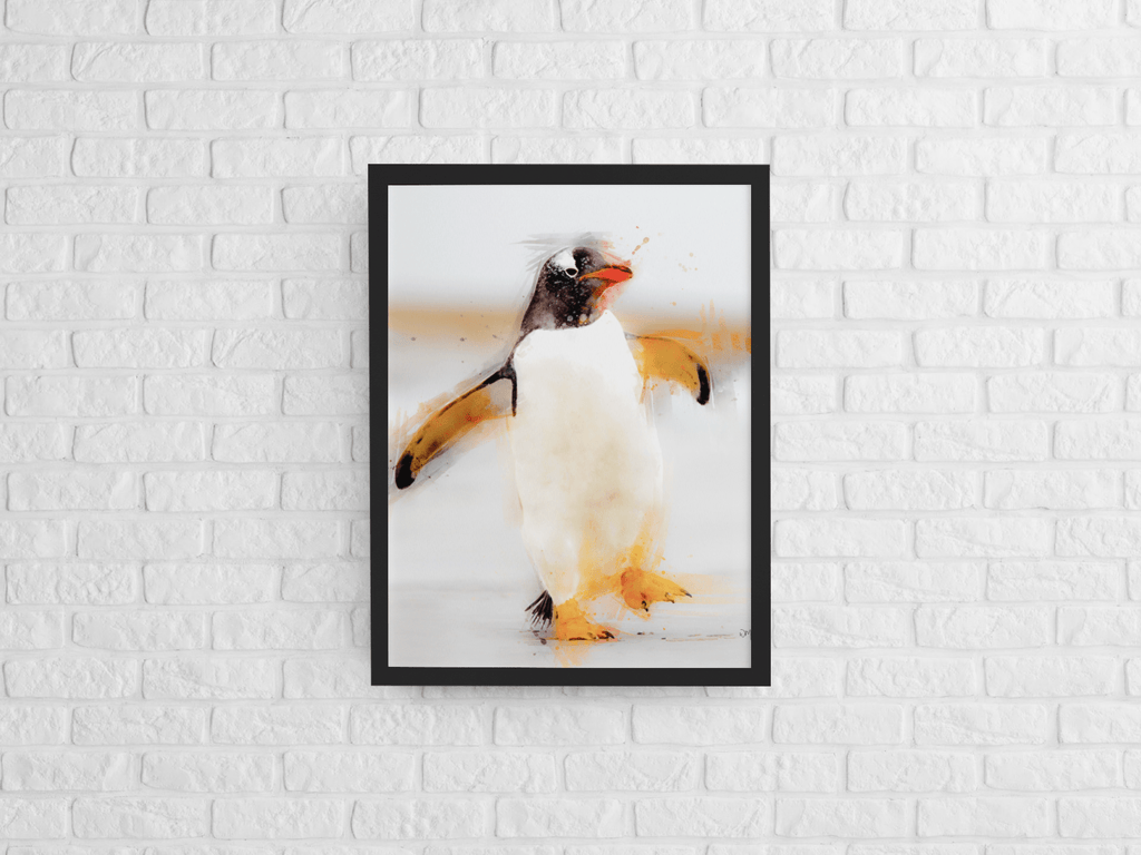 Waddles the Penguin Framed Wall Art Cute Animal Print freeshipping - Woolly Mammoth Media